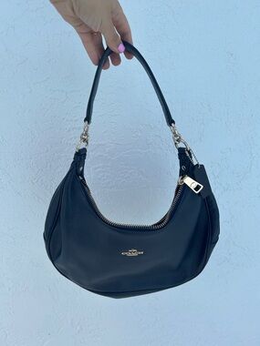 Coach Navy Pebbled Leather Hobo with Gold Hardware